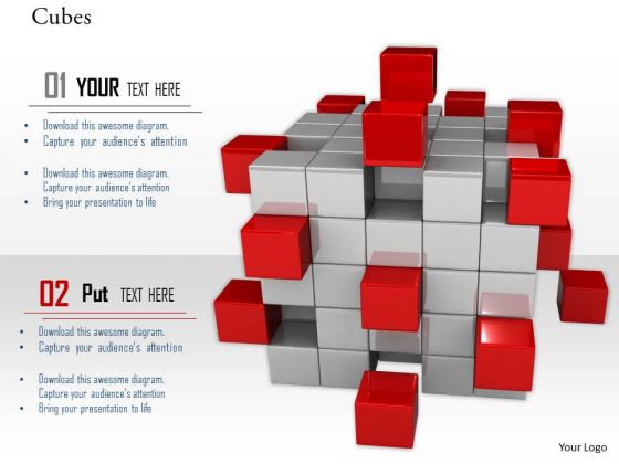 Stock Photo Illustration Of Red And Silver Cubes PowerPoint Slide