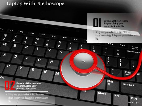Stock Photo Illustration Of Stethoscope With Laptop PowerPoint Slide