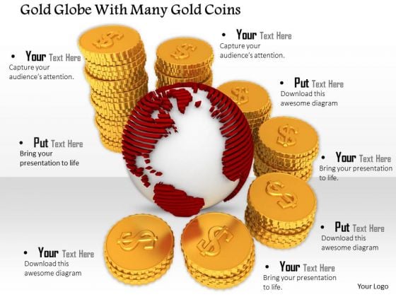Stock Photo Increasing Stack Of Coins Around Globe PowerPoint Slide