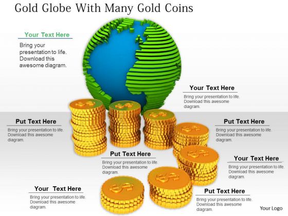 Stock Photo Increasing Stack Of Coins With Globe PowerPoint Slide Stock Photo Increasing Stack Of Coins With Globe PowerPoint Slide
