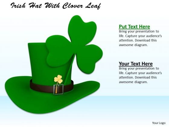 Stock Photo Irish Hat With Clover Leaf PowerPoint Template Stock Photo Irish Hat With Clover Leaf PowerPoint Template
