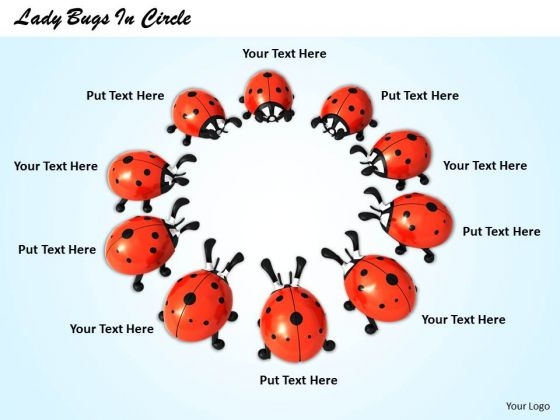 Stock Photo Lady Bugs In Circle PowerPoint Template