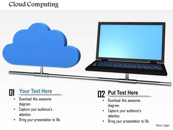 Stock Photo Laptop With Blue Cloud Icon Pwerpoint Slide Stock Photo Laptop With Blue Cloud Icon Pwerpoint Slide