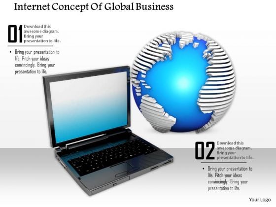Stock Photo Laptop With Globe Internet Concept PowerPoint Slide Stock Photo Laptop With Globe Internet Concept PowerPoint Slide