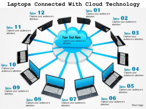 Stock Photo Laptops Connected With Cloud Technology PowerPoint Slide Stock Photo Laptops Connected With Cloud Technology PowerPoint Slide