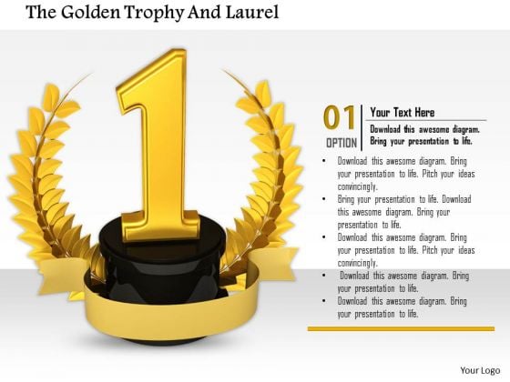 Stock Photo Laurel Award For Number One Winner PowerPoint Slide