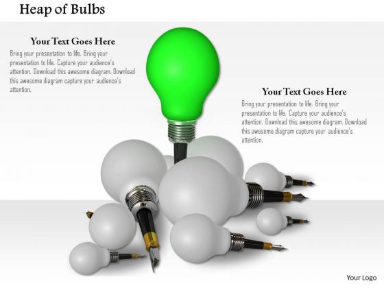 Stock Photo Leader Green Bulb In White Bulbs PowerPoint Slide Stock Photo Leader Green Bulb In White Bulbs PowerPoint Slide