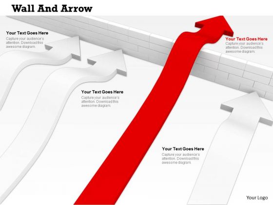 Stock Photo Leader Red Arrow Jumping The Wall PowerPoint Slide Stock Photo Leader Red Arrow Jumping The Wall PowerPoint Slide