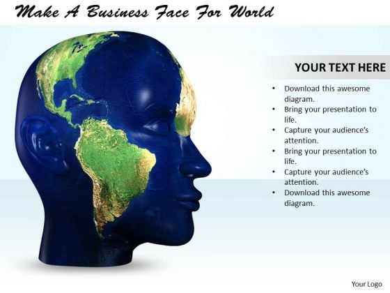 Stock Photo Make A Business Face For World PowerPoint Template Stock Photo Make A Business Face For World PowerPoint Template