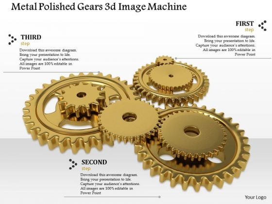 Stock Photo Metal Polished Gears PowerPoint Slide Stock Photo Metal Polished Gears PowerPoint Slide