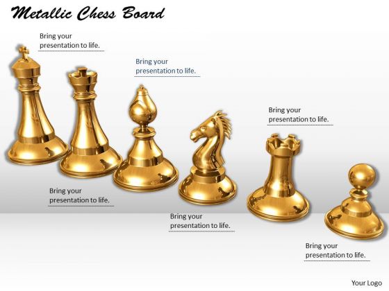 Stock Photo Metallic Chess Board PowerPoint Slide