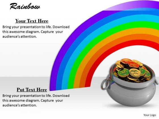 Stock Photo Money Pot With Rainbow In Background PowerPoint Slide Stock Photo Money Pot With Rainbow In Background PowerPoint Slide
