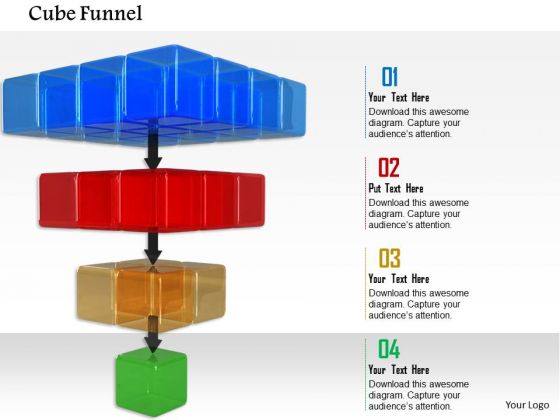 Stock Photo Multicolored Cubes In Series For Funnel Process PowerPoint Slide Stock Photo Multicolored Cubes In Series For Funnel Process PowerPoint Slide