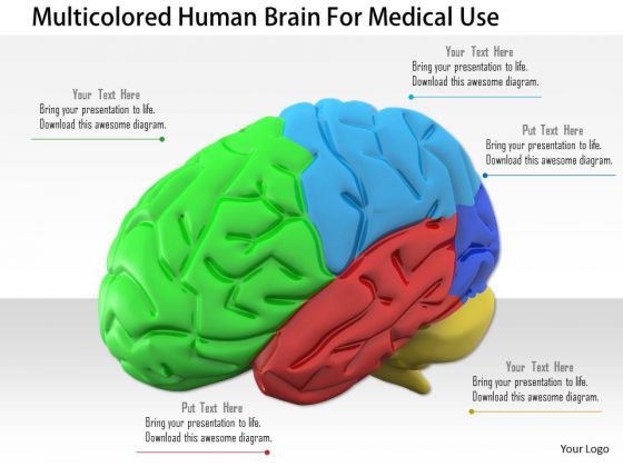 Stock Photo Multicolored Human Brain For Medical Use PowerPoint Slide Stock Photo Multicolored Human Brain For Medical Use PowerPoint Slide
