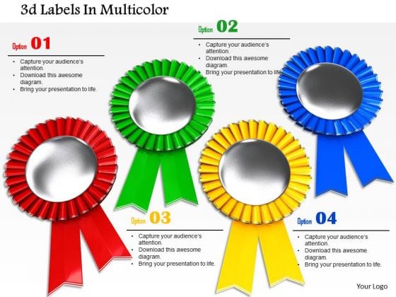 Stock Photo Multicolored Labels For Winners In Game PowerPoint Slide