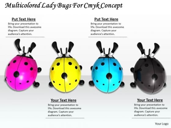 Stock Photo Multicolored Lady Bugs For Cmyk Concept PowerPoint Template Stock Photo Multicolored Lady Bugs For Cmyk Concept PowerPoint Template