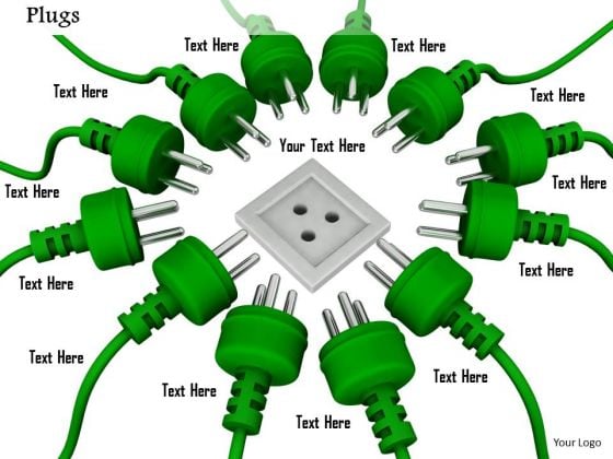 Stock Photo Multiple Green Plugs Approaching For One Socket PowerPoint Slide Stock Photo Multiple Green Plugs Approaching For One Socket PowerPoint Slide