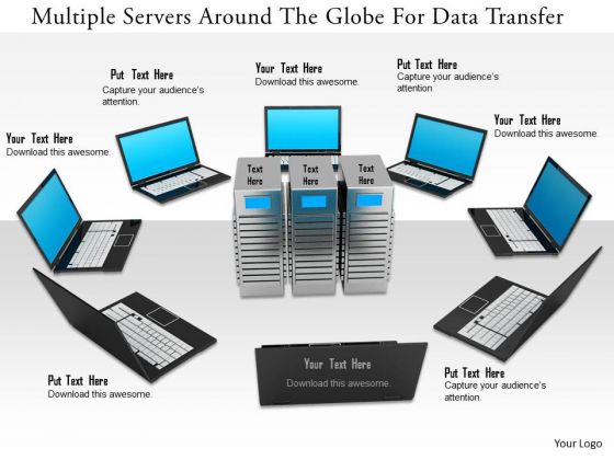 Stock Photo Multiple Servers Around The Globe For Data Transfer PowerPoint Slide Stock Photo Multiple Servers Around The Globe For Data Transfer PowerPoint Slide