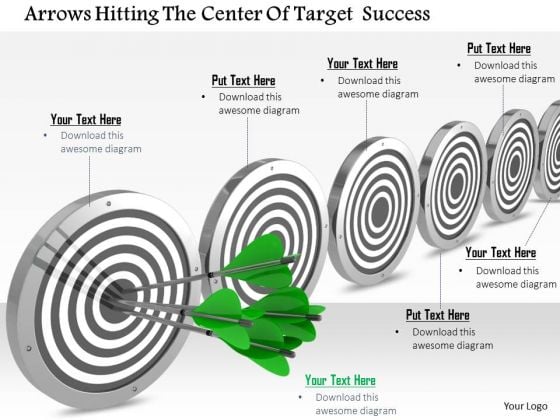 Stock Photo Multiple Targets With Green Arrows Hitting One PowerPoint Slide Stock Photo Multiple Targets With Green Arrows Hitting One PowerPoint Slide