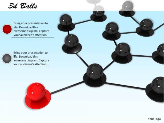 Stock Photo Network Of Black Balls With Red Ball Leading PowerPoint Slide