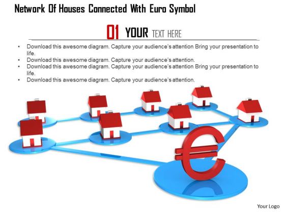 Stock Photo Network Of Houses Connected With Euro Symbol PowerPoint Slide Stock Photo Network Of Houses Connected With Euro Symbol PowerPoint Slide