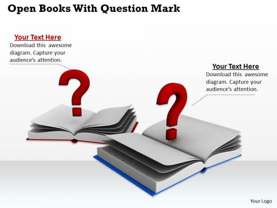 Stock Photo Open Books With Question Marks PowerPoint Template Stock Photo Open Books With Question Marks PowerPoint Template