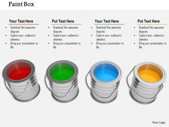Stock Photo Paint Box In Row PowerPoint Slide