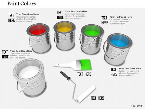 Stock Photo Paint Colors Tins Brush Roller PowerPoint Slide Stock Photo Paint Colors Tins Brush Roller PowerPoint Slide