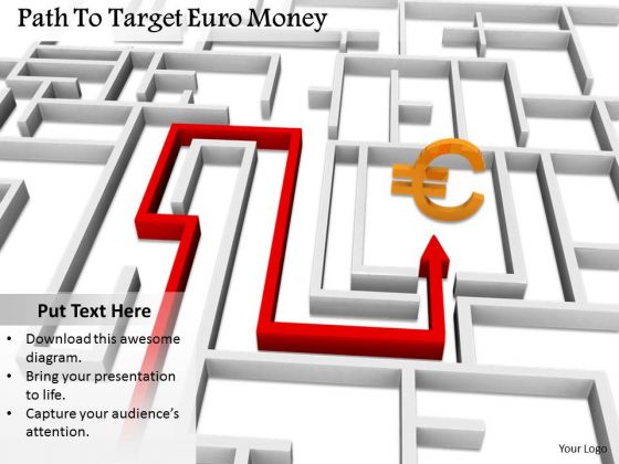 Stock Photo Path To Target Euro Currency Symbol PowerPoint Slide Stock Photo Path To Target Euro Currency Symbol PowerPoint Slide