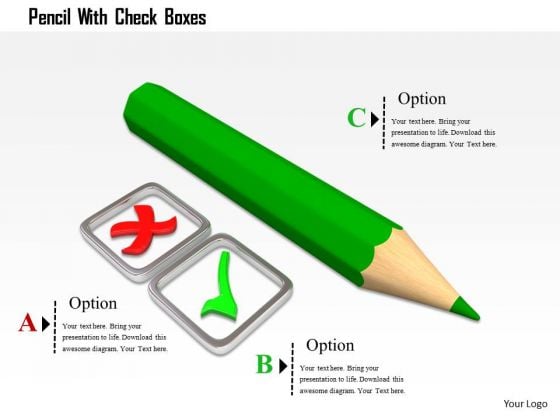 Stock Photo Pencil With Check Boxes PowerPoint Slide Stock Photo Pencil With Check Boxes PowerPoint Slide