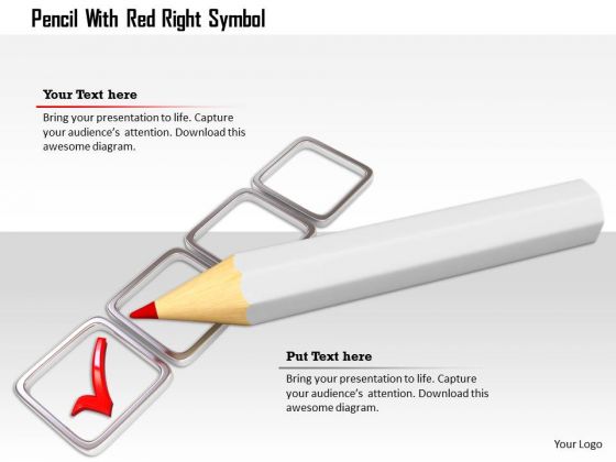 Stock Photo Pencil With Red Right Symbol PowerPoint Slide Stock Photo Pencil With Red Right Symbol PowerPoint Slide