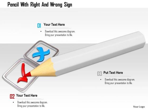 Stock Photo Pencil With Right And Wrong Sign PowerPoint Slide Stock Photo Pencil With Right And Wrong Sign PowerPoint Slide
