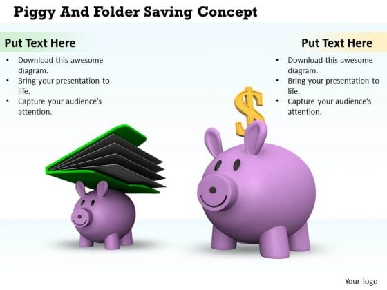 Stock Photo Piggy Bank And Folder Saving Concept PowerPoint Slide Stock Photo Piggy Bank And Folder Saving Concept PowerPoint Slide