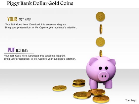Stock Photo Piggy Bank Dollar Gold Coins PowerPoint Slide Stock Photo Piggy Bank Dollar Gold Coins PowerPoint Slide