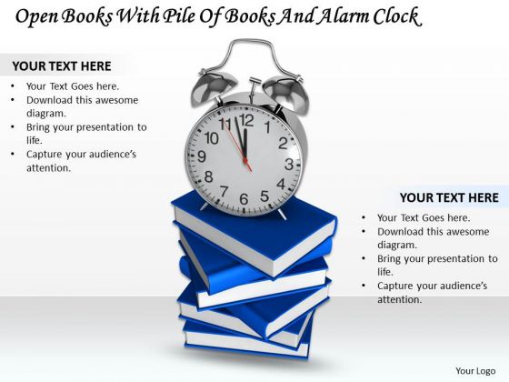 Stock Photo Pile Of Books And Alarm Clock PowerPoint Slide Stock Photo Pile Of Books And Alarm Clock PowerPoint Slide
