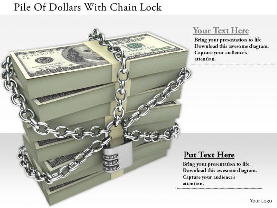 Stock Photo Pile Of Dollars With Chain Lock PowerPoint Slide Stock Photo Pile Of Dollars With Chain Lock PowerPoint Slide
