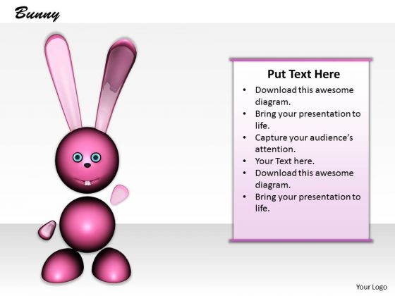 Stock Photo Pink Cute Bunny PowerPoint Slide