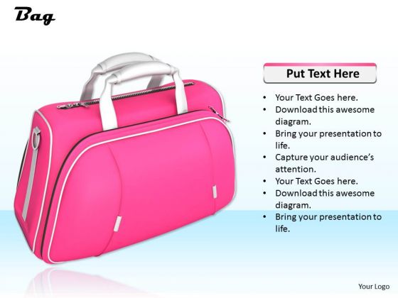 Stock Photo Pink Designer Hand Bag For Ladies PowerPoint Slide