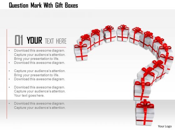 Stock Photo Question Mark With Gift Boxes Image Graphics For PowerPoint Slide Stock Photo Question Mark With Gift Boxes Image Graphics For PowerPoint Slide