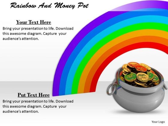 Stock Photo Rainbow And Money Pot PowerPoint Template Stock Photo Rainbow And Money Pot PowerPoint Template