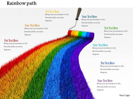 Stock Photo Rainbow Path Design With Roller PowerPoint Slide