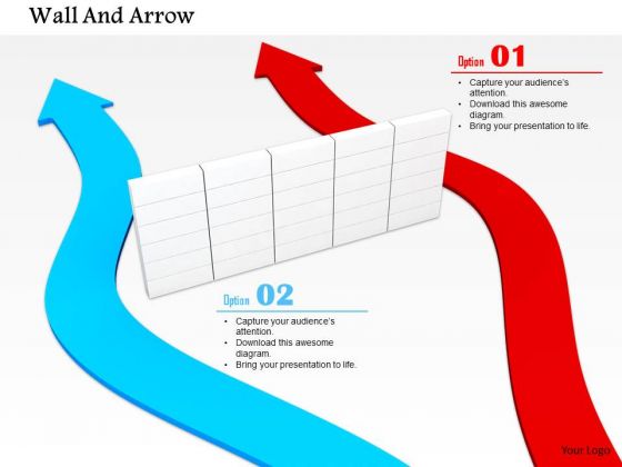Stock Photo Red And Blue Arrows Passing From The Side Of Wall PowerPoint Slide Stock Photo Red And Blue Arrows Passing From The Side Of Wall PowerPoint Slide