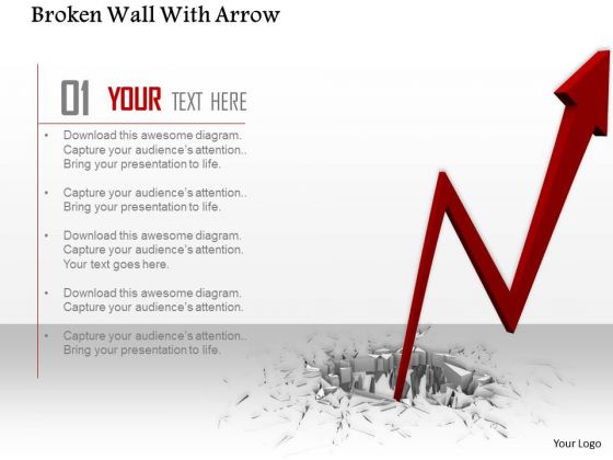 Stock Photo Red Arrow Coming Out From Broken Surface PowerPoint Slide Stock Photo Red Arrow Coming Out From Broken Surface PowerPoint Slide