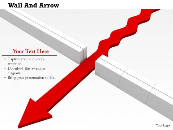 Stock Photo Red Arrow Crossing From Center Of Wall PowerPoint Slide Stock Photo Red Arrow Crossing From Center Of Wall PowerPoint Slide