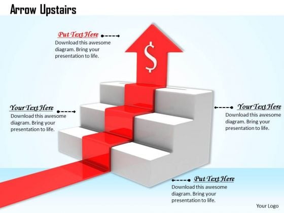 Stock Photo Red Arrow Moving Upwards In Stairs PowerPoint Slide