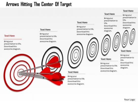 Stock Photo Red Arrows Hitting Target Dart Shows Leadership PowerPoint Slide Stock Photo Red Arrows Hitting Target Dart Shows Leadership PowerPoint Slide