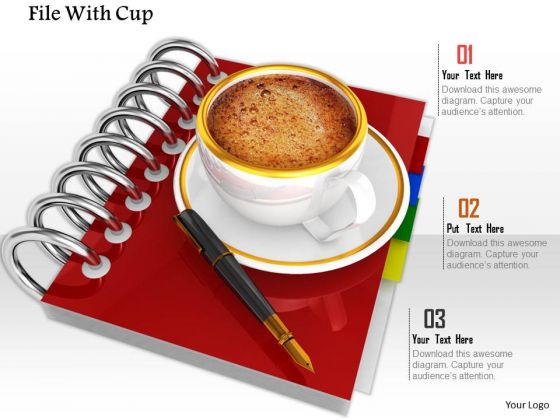 Stock Photo Red File With Coffee Cup PowerPoint Slide Stock Photo Red File With Coffee Cup PowerPoint Slide