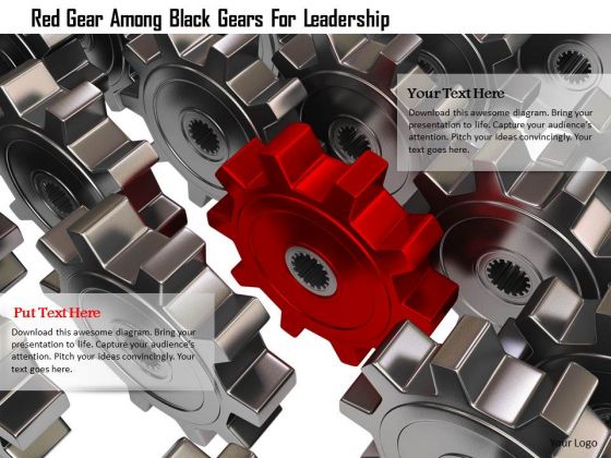 Stock Photo Red Gear Among Black Gears For Leadership PowerPoint Slide Stock Photo Red Gear Among Black Gears For Leadership PowerPoint Slide