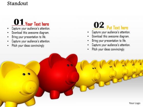 Stock Photo Red Piggy Stand Out From Others PowerPoint Slide Stock Photo Red Piggy Stand Out From Others PowerPoint Slide