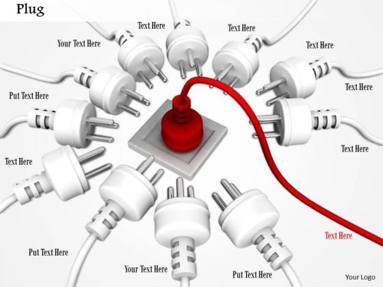 Stock Photo Red Plug In Center Of White Plug With Socket PowerPoint Slide Stock Photo Red Plug In Center Of White Plug With Socket PowerPoint Slide